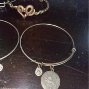 8 mixed Alex and ani bangles (silver and gold)